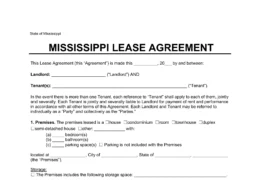 Mississippi Lease Agreement Template