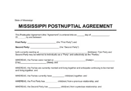Mississippi Postnuptial Agreement Template
