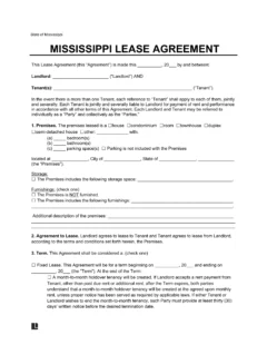 Mississippi Residential Lease Agreement