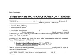 Mississippi Revocation Power of Attorney Form