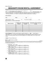 Mississippi Room Rental Agreement