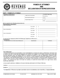 Mississippi Tax Power of Attorney Form 21-002-13