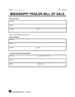 Mississippi Trailer Bill of Sale