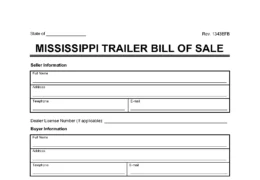 Mississippi Trailer Bill of Sale