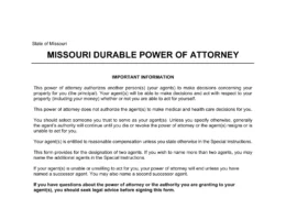 Missouri Durable Power of Attorney Form