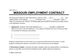Missouri Employment Contract Template