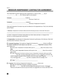 Missouri Independent Contractor Agreement Template