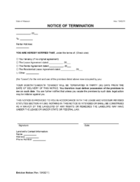 Missouri Lease Termination Letter (30-Day Notice)