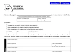 Missouri Motor Vehicle Power of Attorney Form 4054