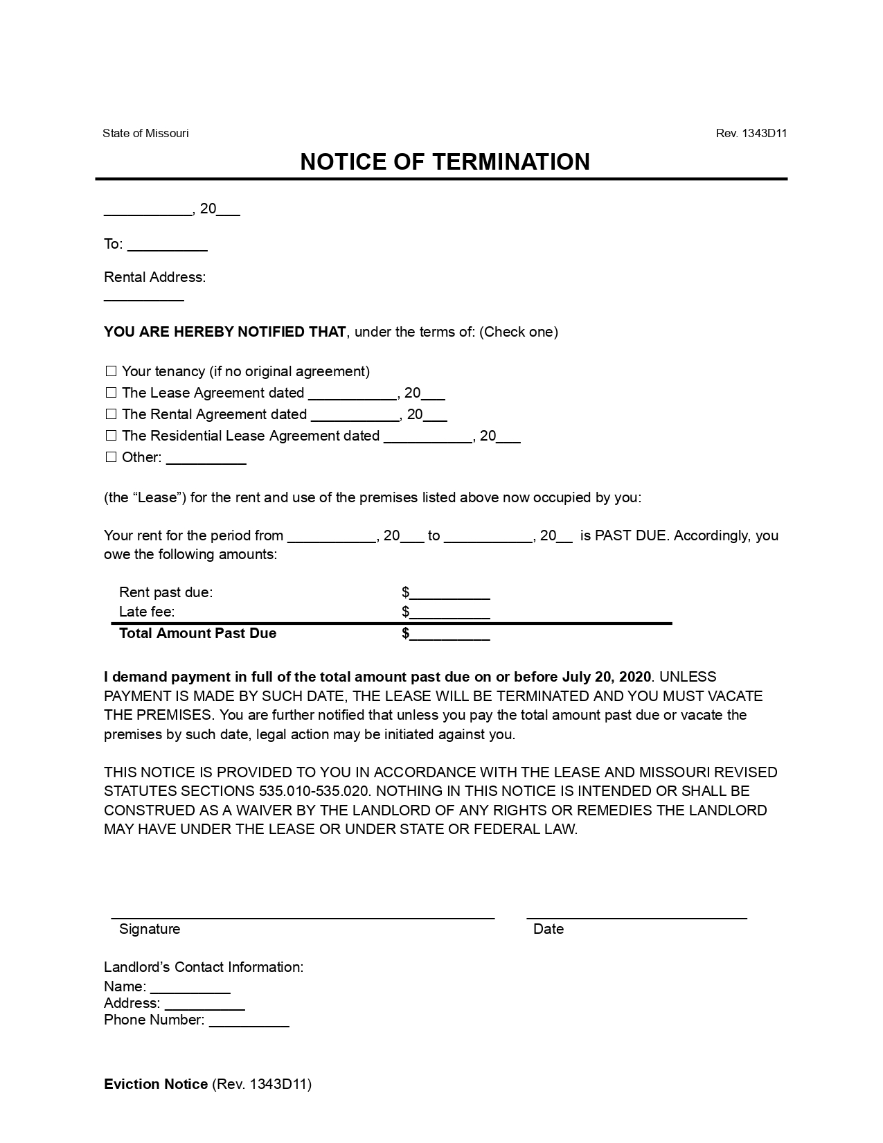 Free Missouri Eviction Notice Forms | PDF & Word Downloads