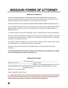 Missouri Power of Attorney screenshot