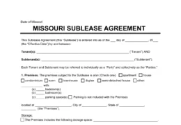 Missouri Sublease Agreement Template