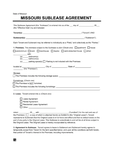 Missouri Sublease Agreement Template