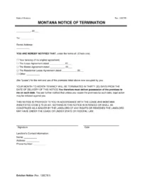 Montana Lease Termination Letter