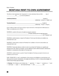 Montana Lease-to-Own Option-to-Purchase Agreement