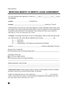 Montana Month to Month Rental Agreement