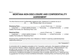 Montana Non-Disclosure and Confidentiality Agreement Template