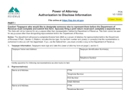 Montana Tax Power of Attorney Authorization to Disclose Information
