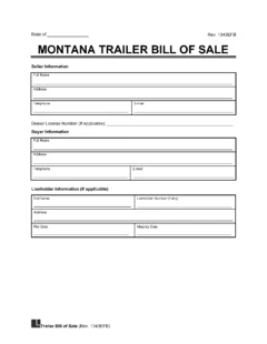 Montana Trailer Bill of Sale