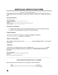 Mortgage Verification Form Template