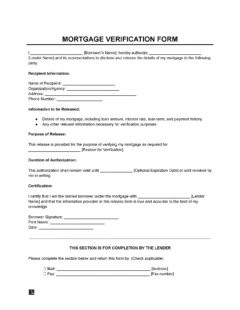 Mortgage Verification Form Template