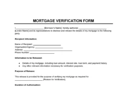 Mortgage Verification Form Template