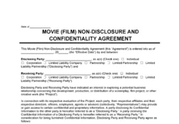 Movie Film Non-Disclosure Agreement Template