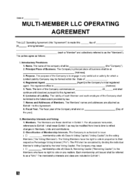 Multi-Member LLC Operating Agreement Form