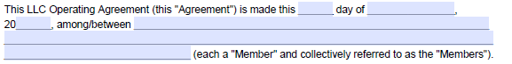 sample of where to include name the parties in an LLC operating agreement
