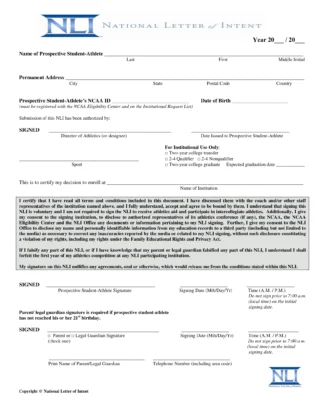 National Letter of Intent Template