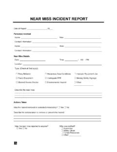 Near Miss Incident Report Form