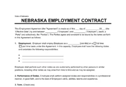 Nebraska Employment Contract Template