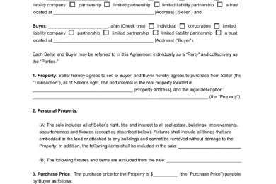Nebraska Residential Purchase Agreement Template