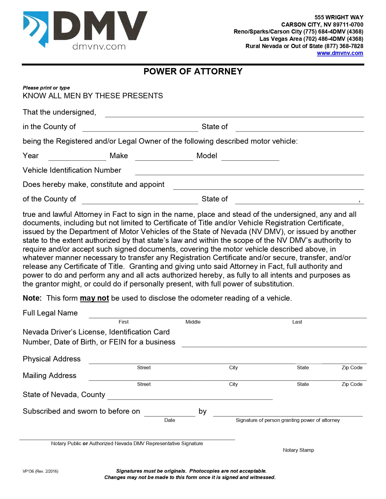 Free Nevada Power Of Attorney Forms Pdf And Word Templates 9271