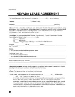 Nevada Lease Agreement Template