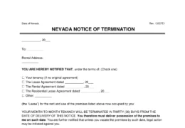 Nevada Lease Termination Letter