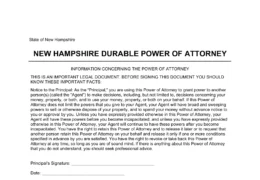 New Hampshire Durable Statutory Power of Attorney Form