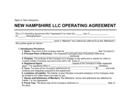 New Hampshire LLC Operating Agreement Template