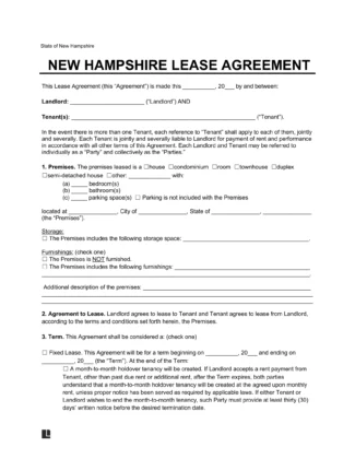 New Hampshire Lease Agreement Template