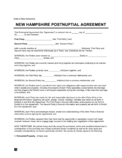 New Hampshire Postnuptial Agreement Template