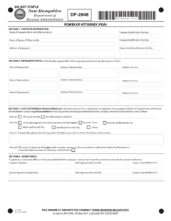 Tax Power of Attorney Form DP-2848 | New Hampshire