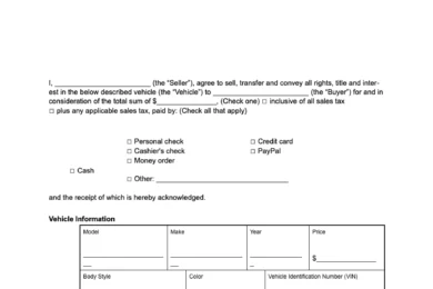 New Hampshire vehicle bill of sale
