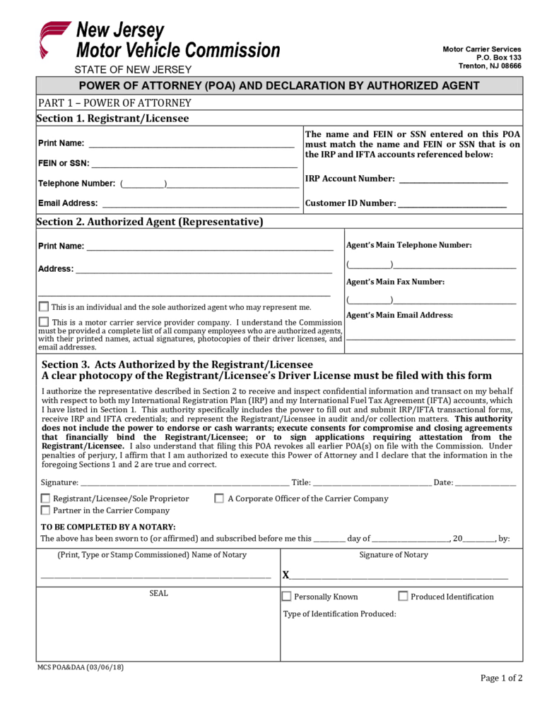 Free New Jersey Power of Attorney Forms | PDF & Word