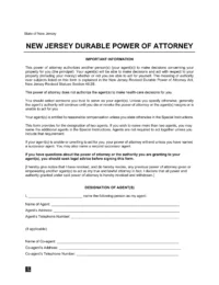New Jersey Durable Power of Attorney Form