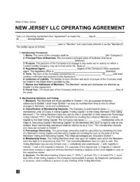 New Jersey LLC Operating Agreement Template