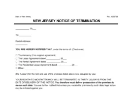 New Jersey Lease Termination Letter