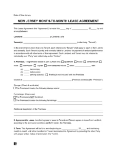 New Jersey Month-to-Month Rental Agreement