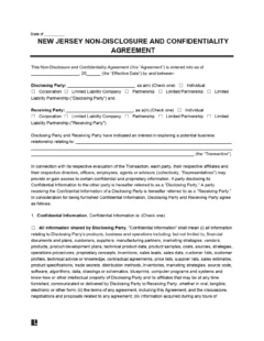New Jersey Non-Disclosure Agreement Template