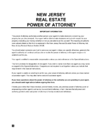 New Jersey Real Estate Power of Attorney screenshot