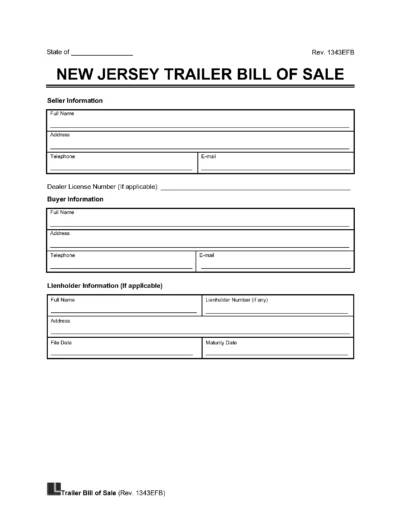 New Jersey Trailer Bill of Sale screenshot